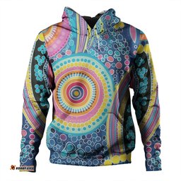 australia aboriginal hoodie - dots pattern and vivid pastel colours hoodie