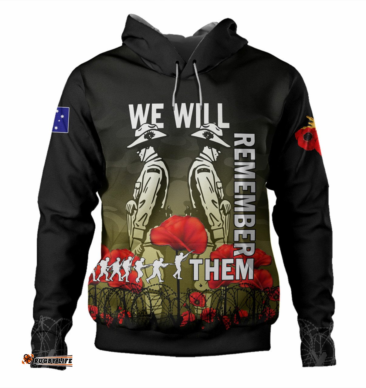australia anzac day hoodie - anzac day soldier we will remember them hoodie yellow
