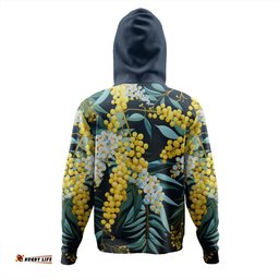 australia golden wattle hoodie - golden wattle seamless patterns blue background hoodie