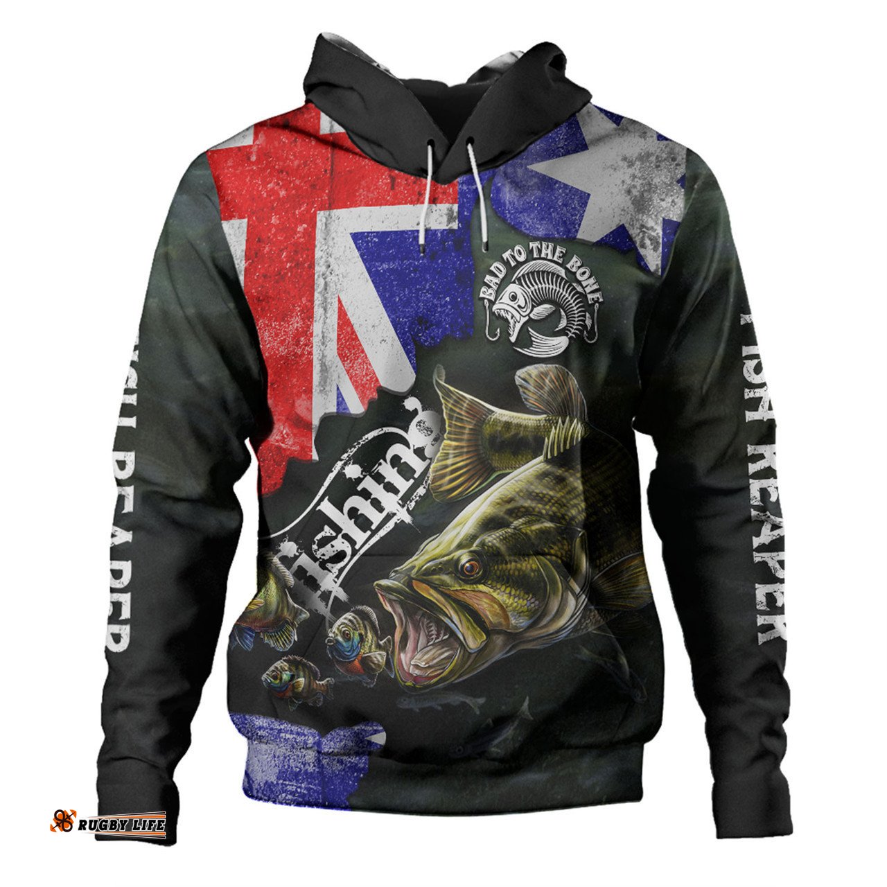 australia fishing hoodie - bad to the bone fishing australia flag vintage hoodie