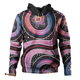 australia dot painting inspired aboriginal hoodie - turtles with dot in aboriginal hoodie