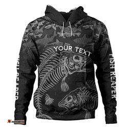 australia fishing custom hoodie - fish reaper fish skeleton grey hoodie