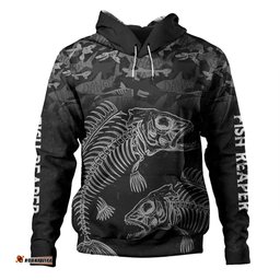 australia fishing custom hoodie - fish reaper fish skeleton grey hoodie