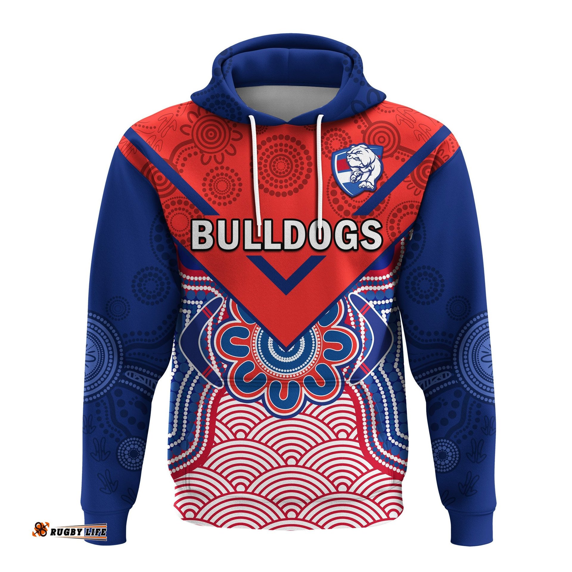 bulldogs football hoodie western doggies aboriginal art