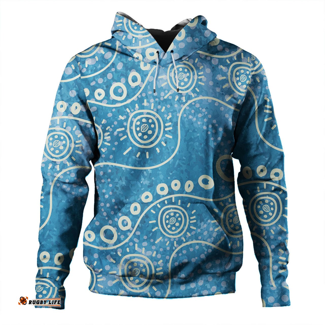 australia aboriginal hoodie - river scene in aboriginal dot art style hoodie
