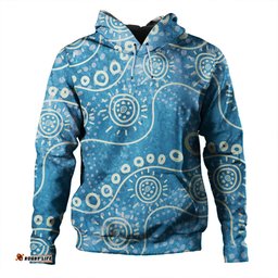 australia aboriginal hoodie - river scene in aboriginal dot art style hoodie