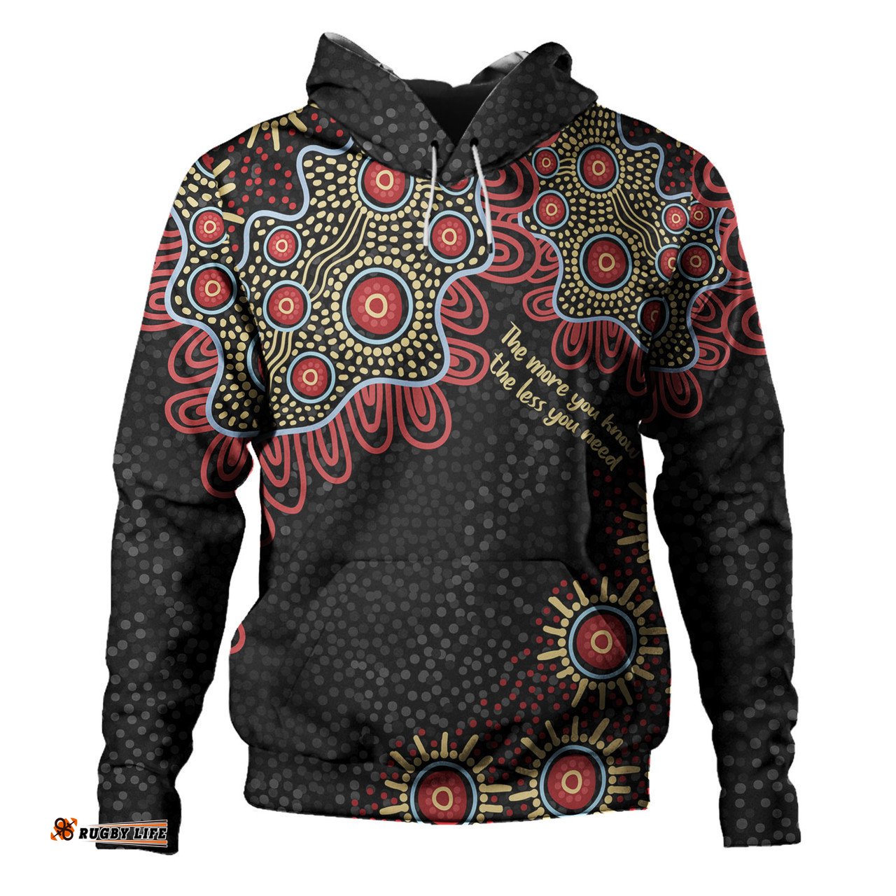 australia aboriginal hoodie - the more you know the less you need red and gold patterns hoodie