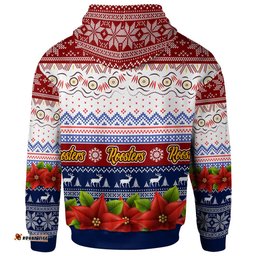 sydney roosters chrstmas hoodie - custom sydney roosters ugly christmas knitted hoodie