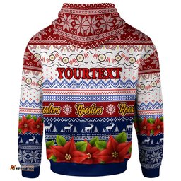 sydney roosters chrstmas hoodie - custom sydney roosters ugly christmas knitted hoodie