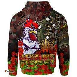 sydney roosters hoodie - custom anzac sydney roosters with remembrance poppy and indigenous patterns hoodie