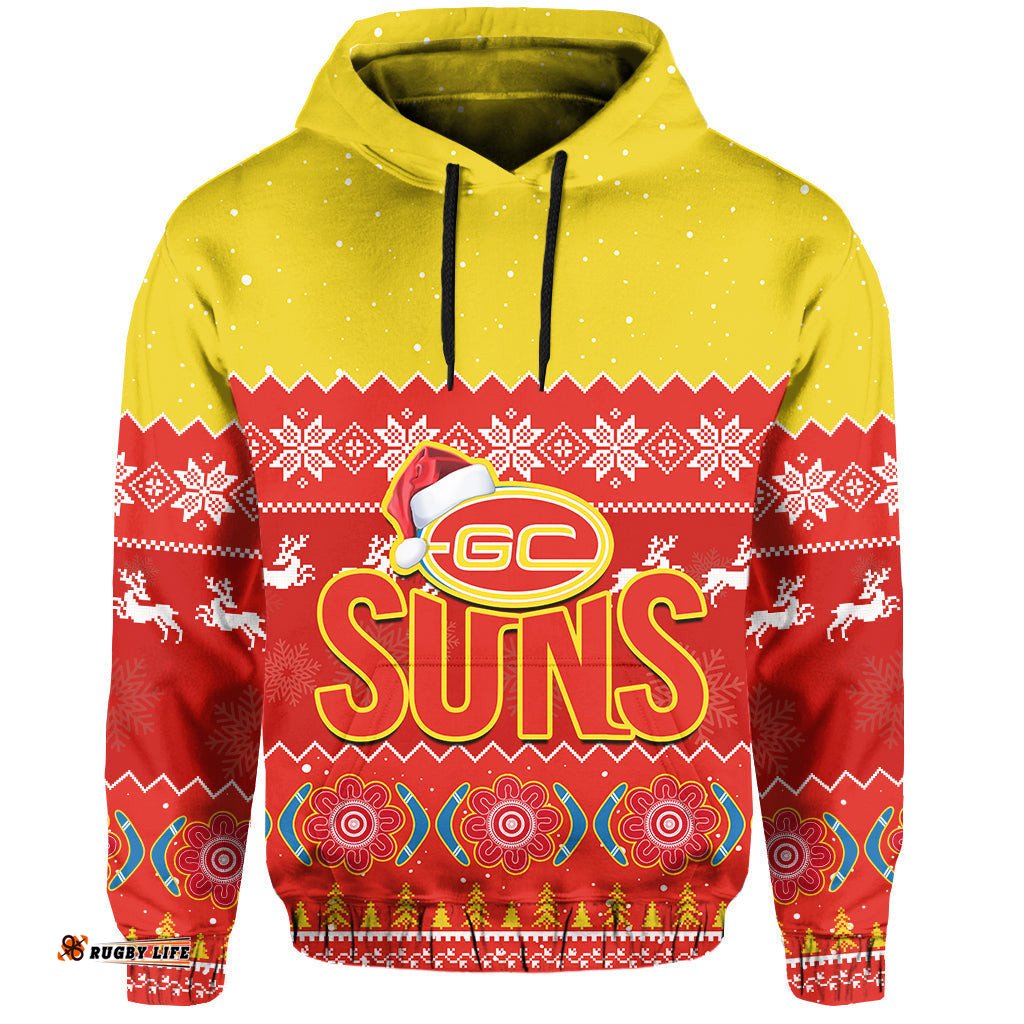 custom personalised gold coast football hoodie suns aboriginal merry christmas