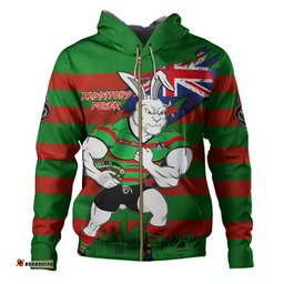south sydney rabbitohs hoodie custom for die hard fan australia flag scratch style
