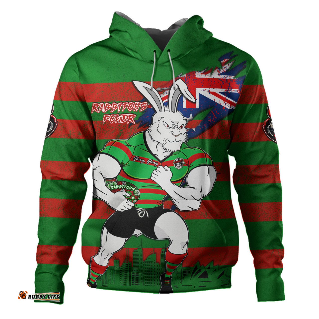 south sydney rabbitohs hoodie custom for die hard fan australia flag scratch style