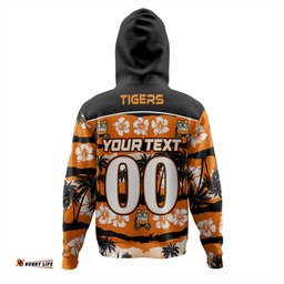wests tigers hoodie - tropical hibiscus and coconut trees