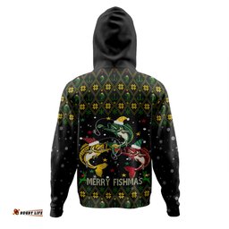 australia christmas fishing custom hoodie - merry fishmas fishing ugly christmas hoodie
