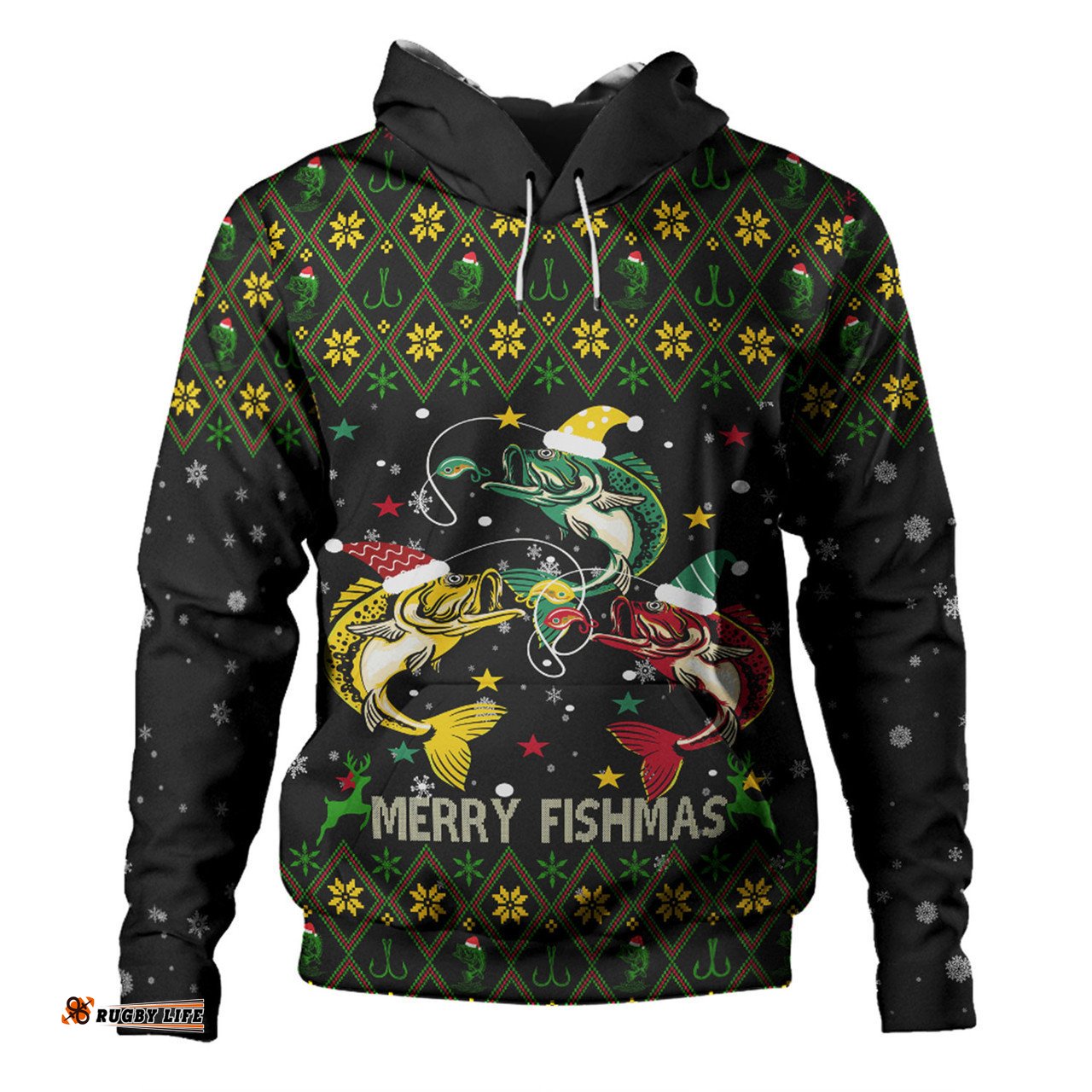 australia christmas fishing custom hoodie - merry fishmas fishing ugly christmas hoodie