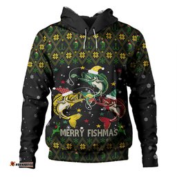 australia christmas fishing custom hoodie - merry fishmas fishing ugly christmas hoodie