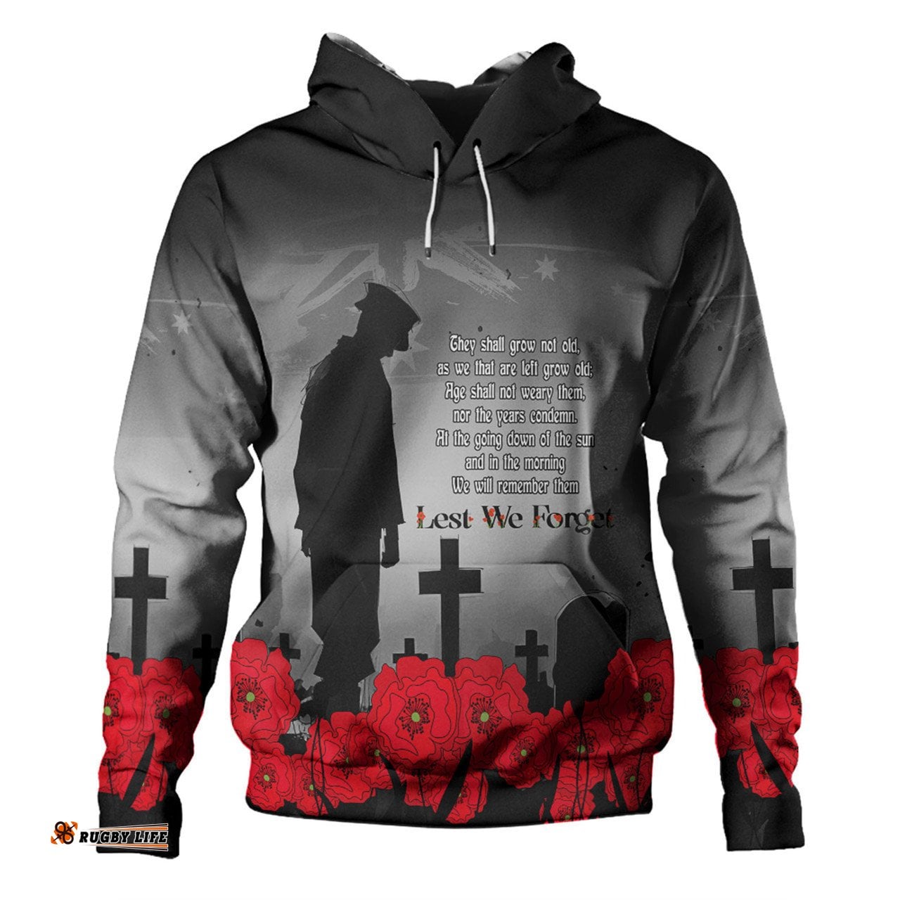 australia anzac day custom hoodie - remembrance day soldier in a red poppies field hoodie