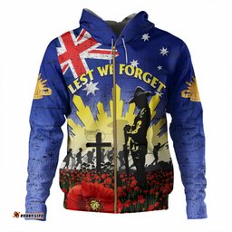 australia anzac day hoodie - anzac lest we forget poppy flag hoodie