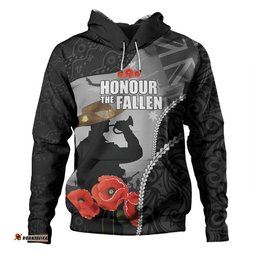 australia anzac day custom hoodie - australia and new zealand warriors honour the fallen lest we forget hoodie
