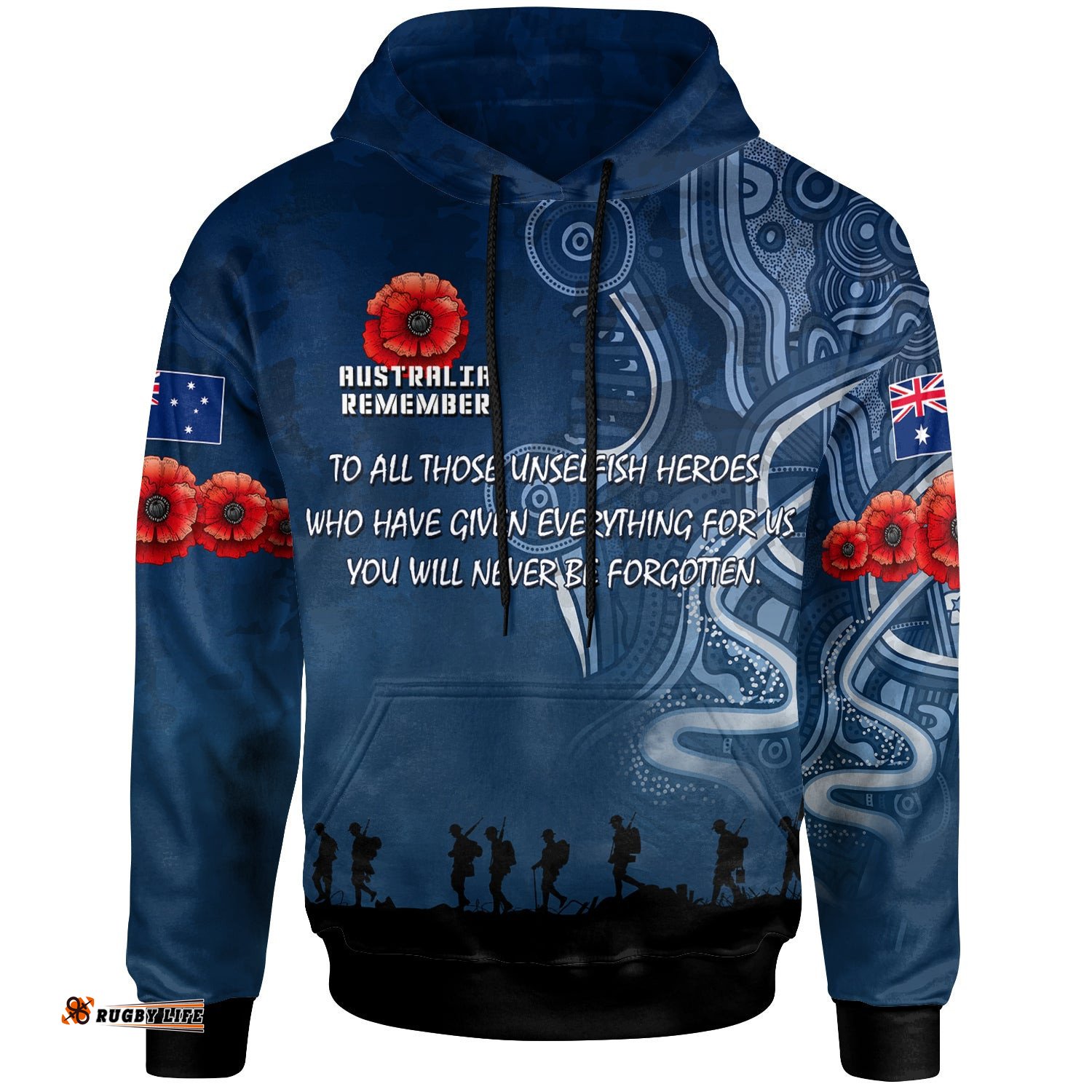 australia anzac hoodie australia remember with aboriginal inspired patterns hoodie