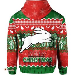 south sydney rabbitohs aboriginal christmas vibe zip up and pullover hoodie