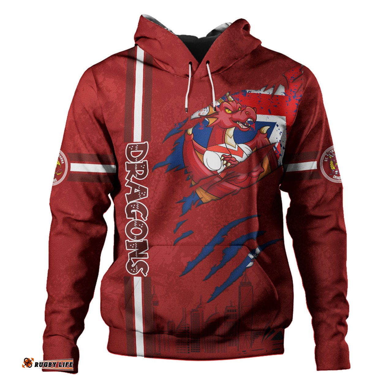 st. george illawarra dragons hoodie - happy australia day flag scratch style