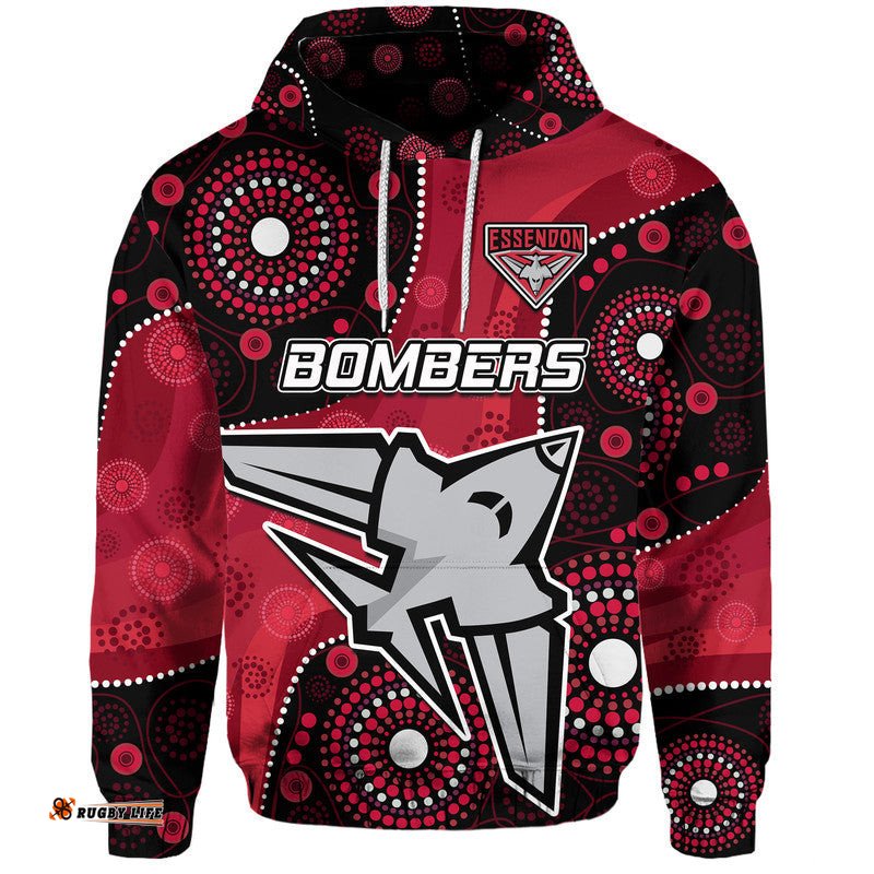 essendon football aboriginal bombers zip up and pullover hoodie