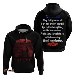australia anzac hoodie lest we forget 2d style red