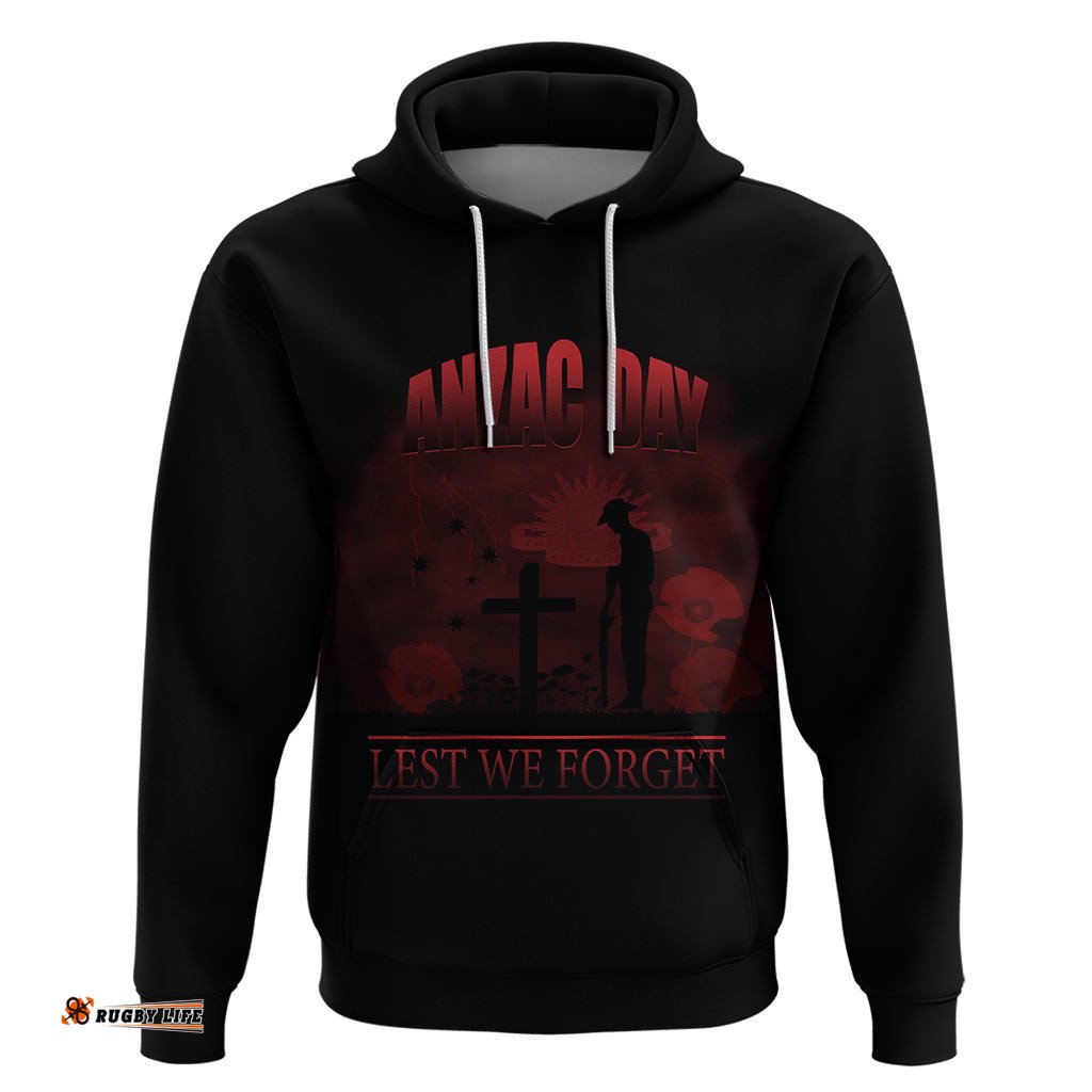 australia anzac hoodie lest we forget 2d style red