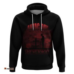 australia anzac hoodie lest we forget 2d style red