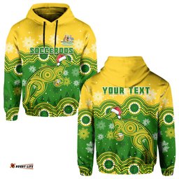 custom personalised australia soccer christmas hoodie socceroos indigenous kangaroo