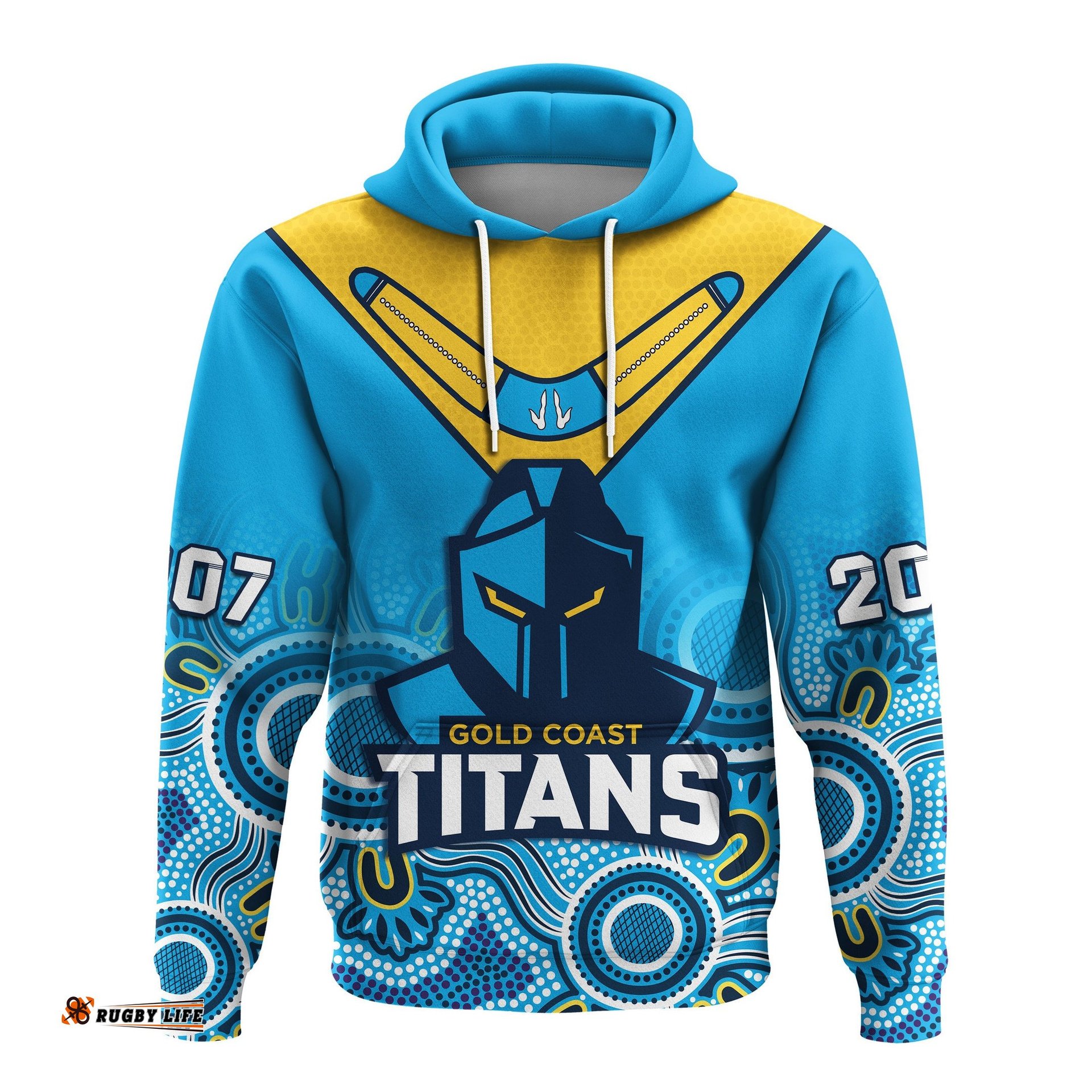 titans rugby hoodie gold coast 2007 aboriginal art
