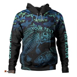 australia fishing custom hoodie - fish reaper fish skeleton blue hoodie