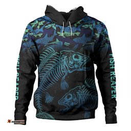 australia fishing custom hoodie - fish reaper fish skeleton blue hoodie