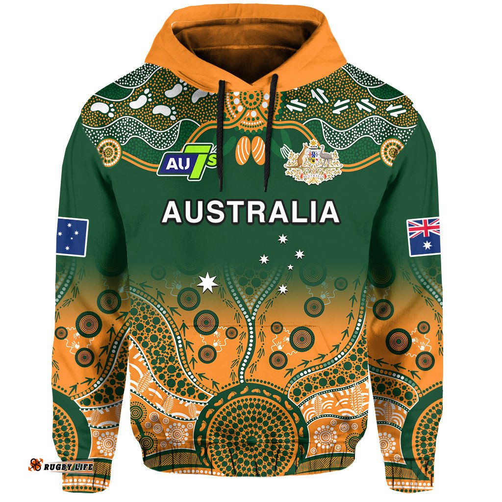 australia rugby hoodie aussie sevens green indigenous