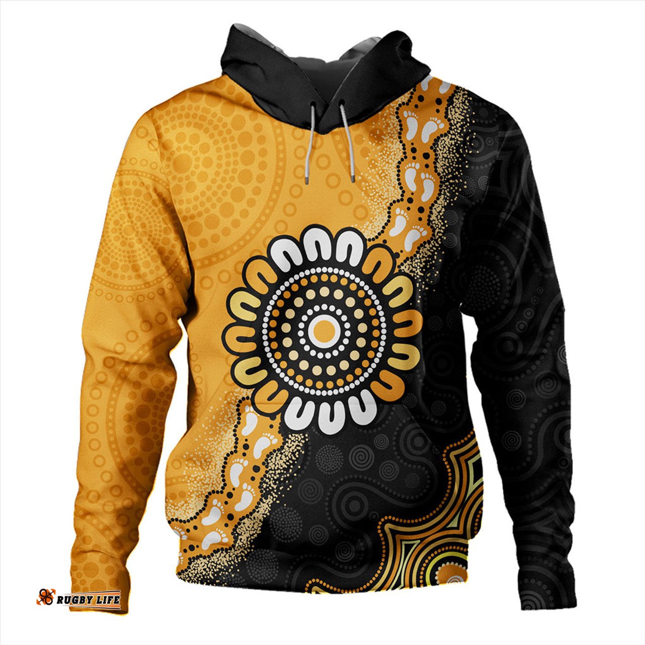 australia hoodie aboriginal indigenous dot painting half people setting symbols