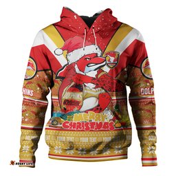 redcliffe dolphins christmas custom hoodie - redcliffe dolphins santa aussie big things hoodie
