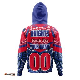 newcastle knights custom hoodie - knights for life with aboriginal style hoodie