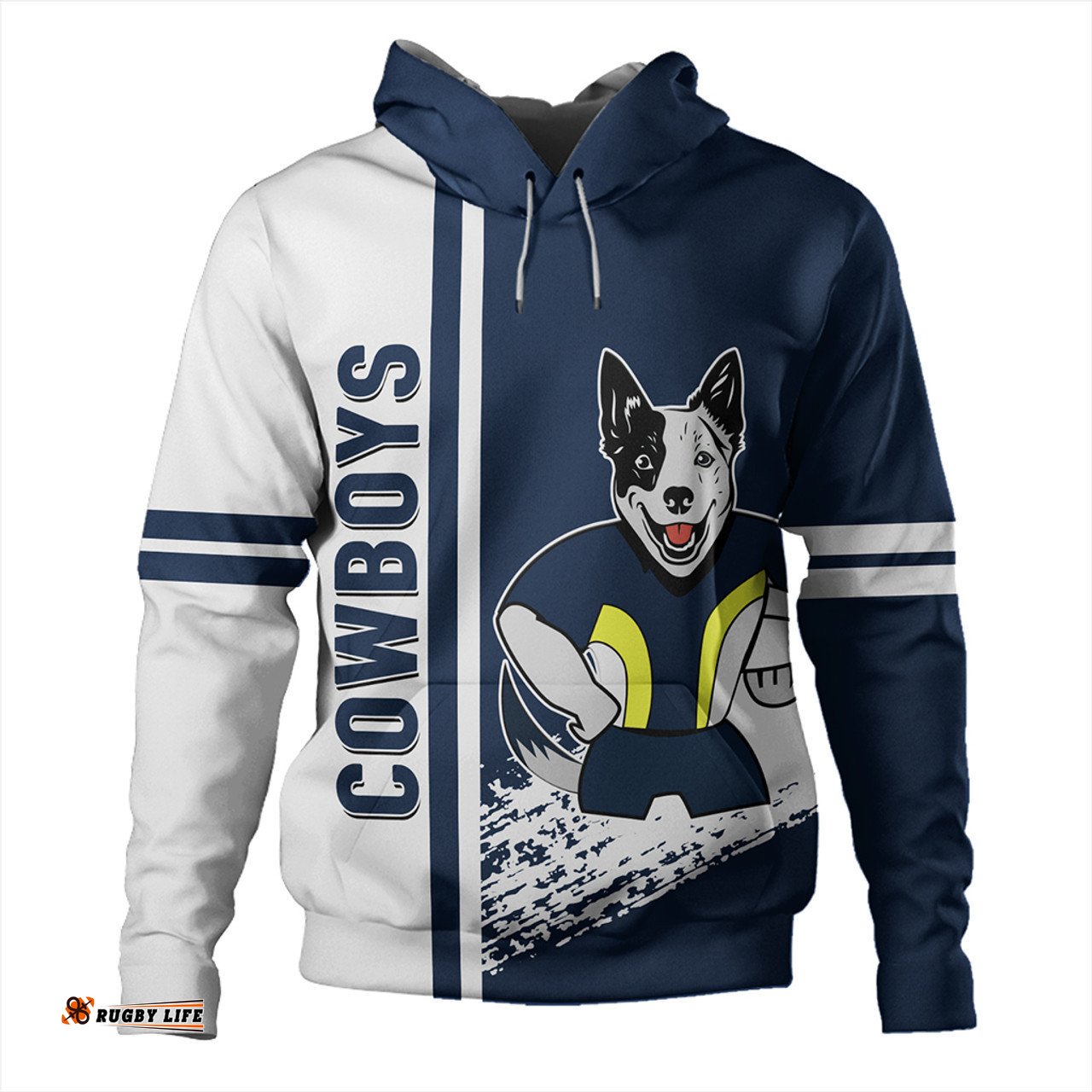 north queensland cowboys hoodie - north queensland cowboys mascot quater style