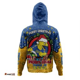 parramatta eels christmas custom hoodie - merry christmas our beloved team with aboriginal dot art pattern hoodie