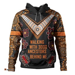 australia aboriginal hoodie - walking with 3000 ancestors behind me black and orange patterns hoodie
