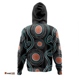 australia dot painting inspired aboriginal hoodie - aboriginal green dot patterns art painting hoodie