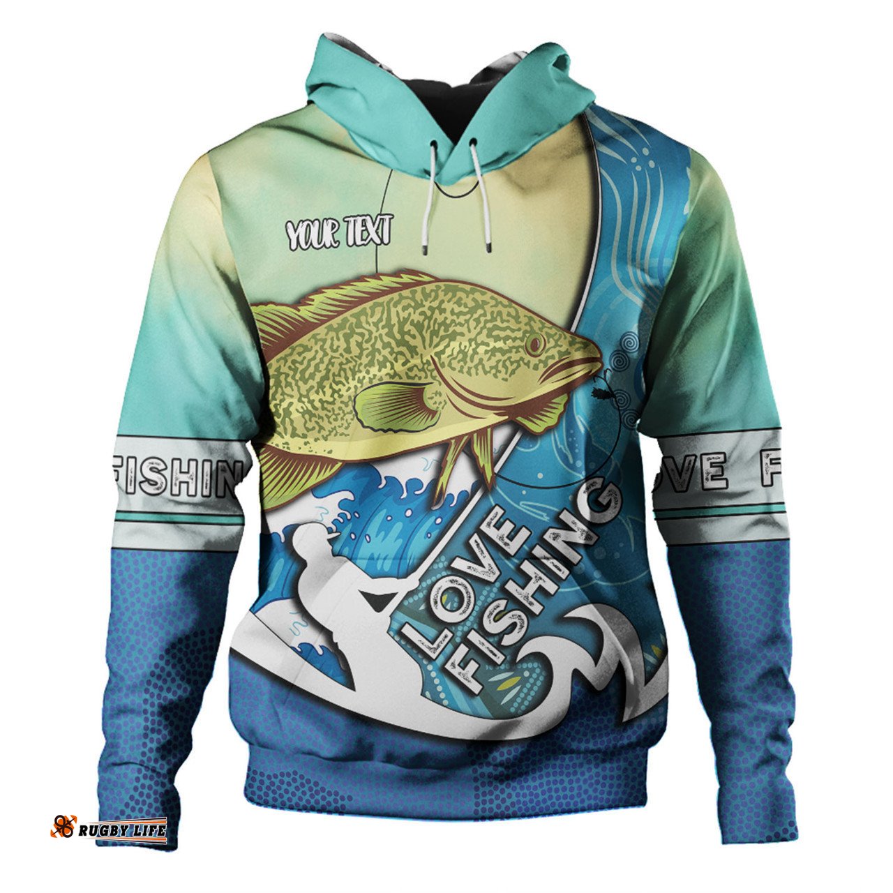 australia fishing aboriginal fishing custom hoodie - love fishing murray cod in aboriginal art patterns hoodie
