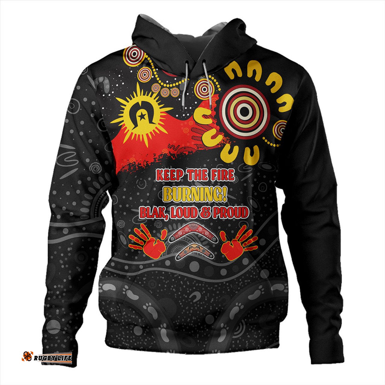 australia hoodie aboriginal indigenous naidoc week dreamtime dot painting with flag