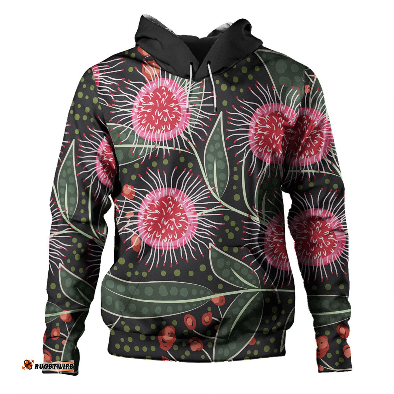 australia flowers aboriginal hoodie - aboriginal style australian hakea flower hoodie