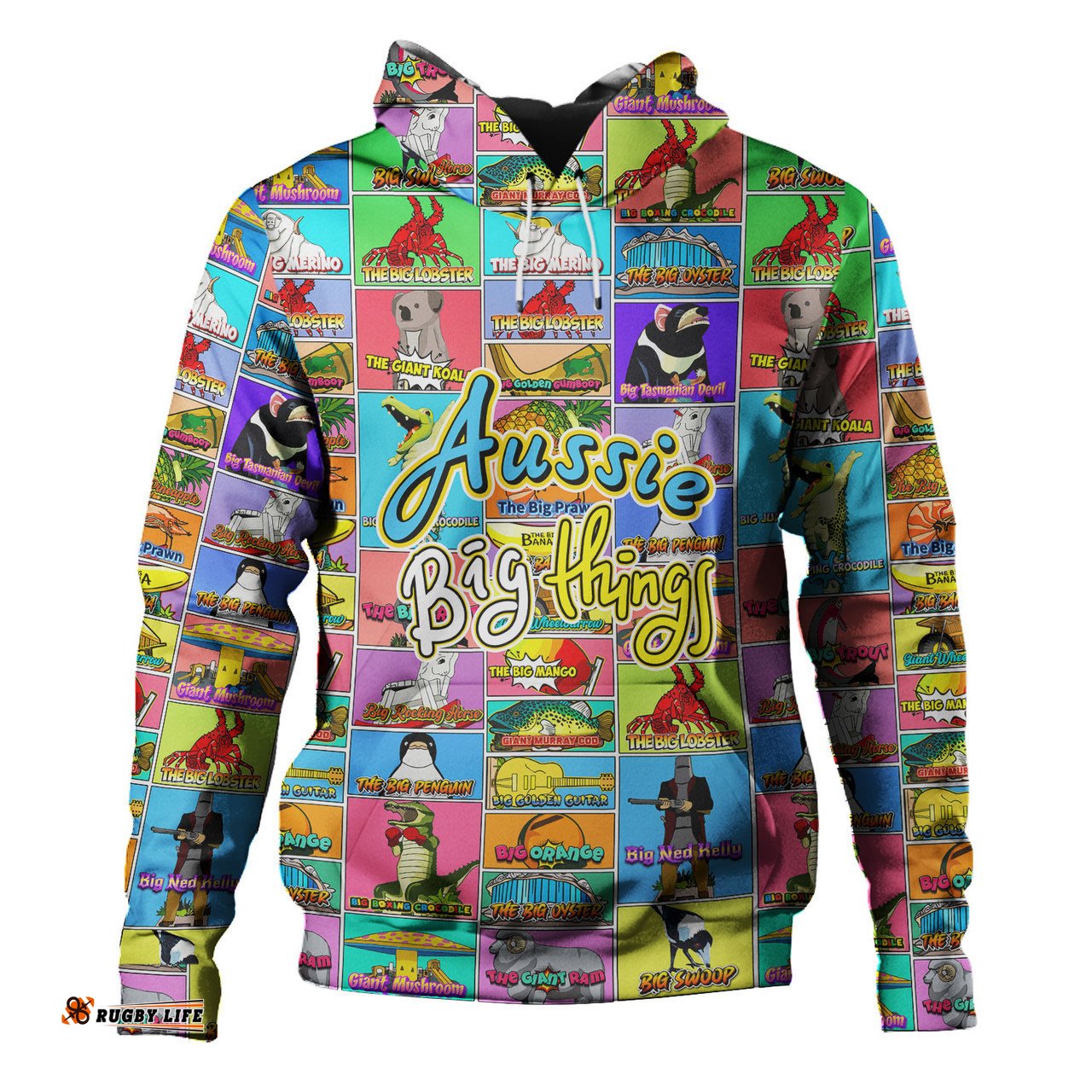 australia hoodie - australia's iconic big things postage stamps style hoodie