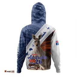 australia australia day custom hoodie - kangaroo happy australia day aboriginal pattern hoodie