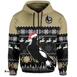 custom personalised collingwood football hoodie magpies indigenous merry christmas