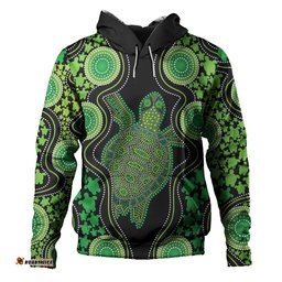 australia hoodie - aboriginal art green turtle inspired